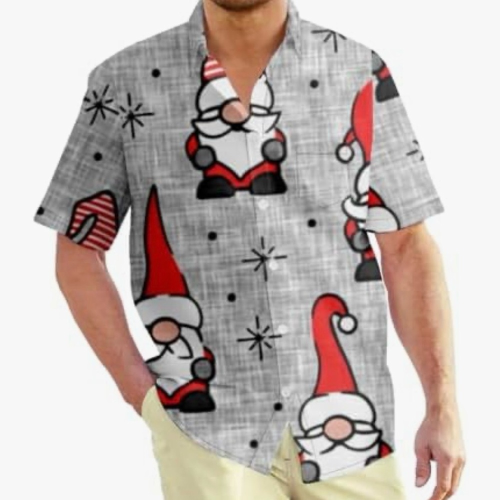 Men’s Hardaddy Hawaiian Style Christmas Short Sleeve Button Up Size XL